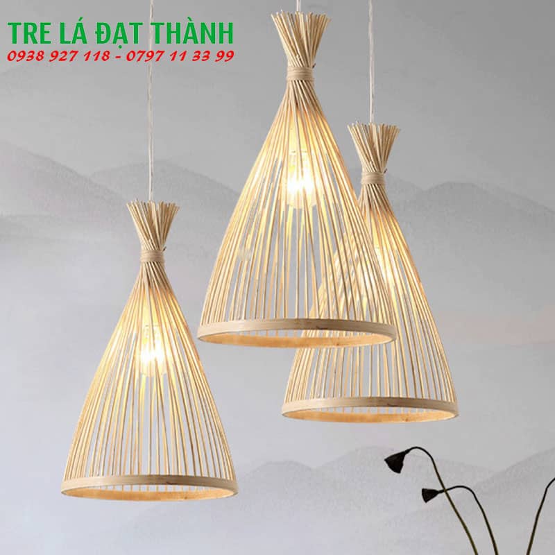 Đèn Đuôi Cá Thả Trần Bằng Mây Tre - DMT021
